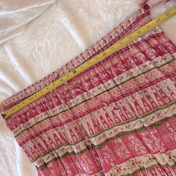 Liz & Me Pink Floral Boho Tiered Maxi Skirt, Elastic Tie Waist- size 0X 14-16W - Picture 8 of 10